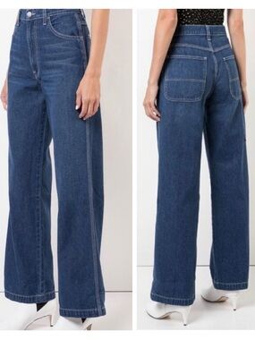 Reformation Max Jeans Indio Wash Cargo Wide Leg Denim Size 27